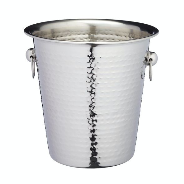 BarCraft Hammered-Steel Sparkling Wine & Champagne Bucket with Ring Handles