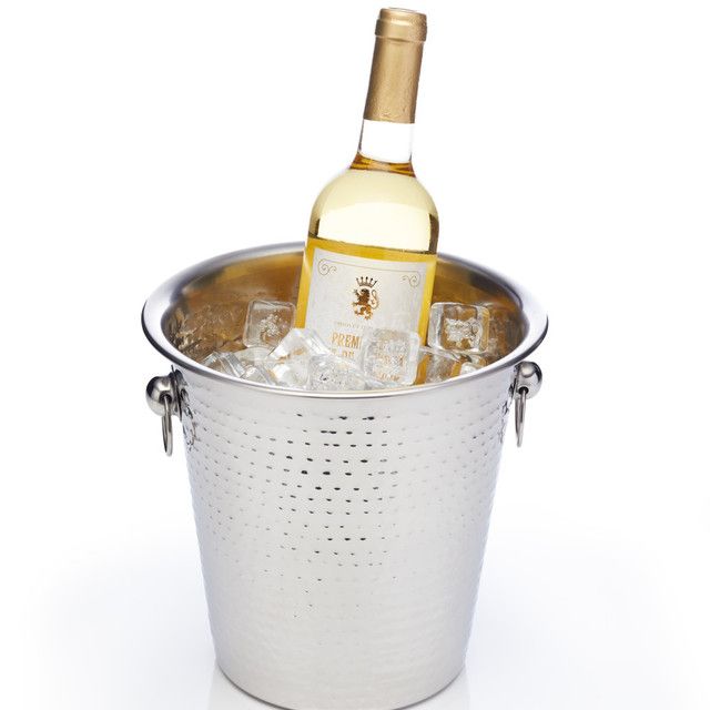 BarCraft Hammered-Steel Sparkling Wine & Champagne Bucket with Ring Handles