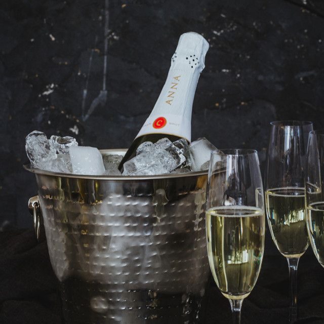 BarCraft Hammered-Steel Sparkling Wine & Champagne Bucket with Ring Handles