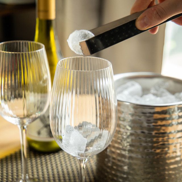 BarCraft Small Hammered Ice Bucket with Lid and Tongs