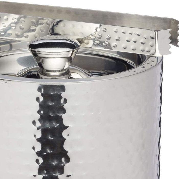 BarCraft Small Hammered Ice Bucket with Lid and Tongs