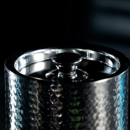 BarCraft Small Hammered Ice Bucket with Lid and Tongs