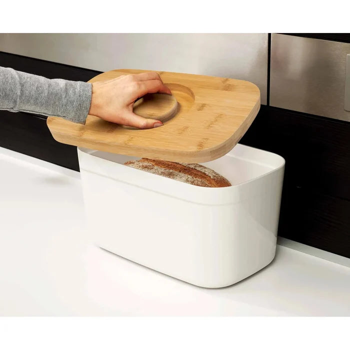 Joseph Joseph White Bread Bin & Bamboo Lid