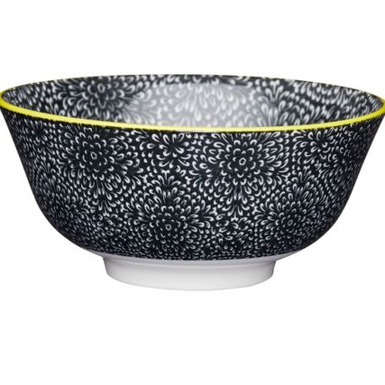 KitchenCraft Black and White Floral Ceramic Bow