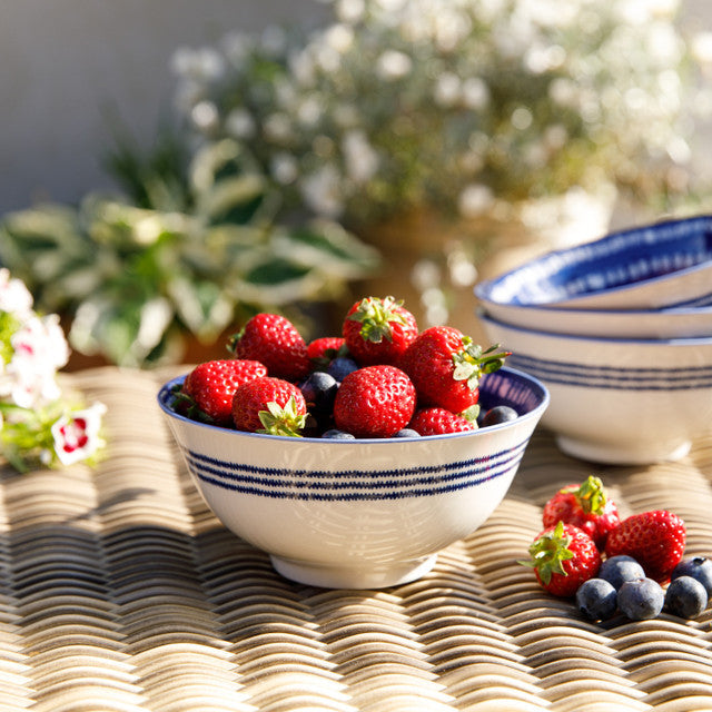 KitchenCraft Blue and White Greek-Style Ceramic Bowl