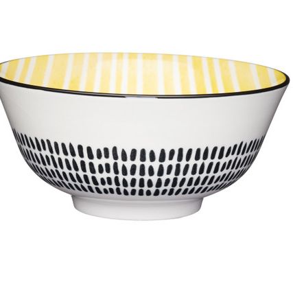 KitchenCraft Moroccan Style Yellow Stripe Ceramic Bowl