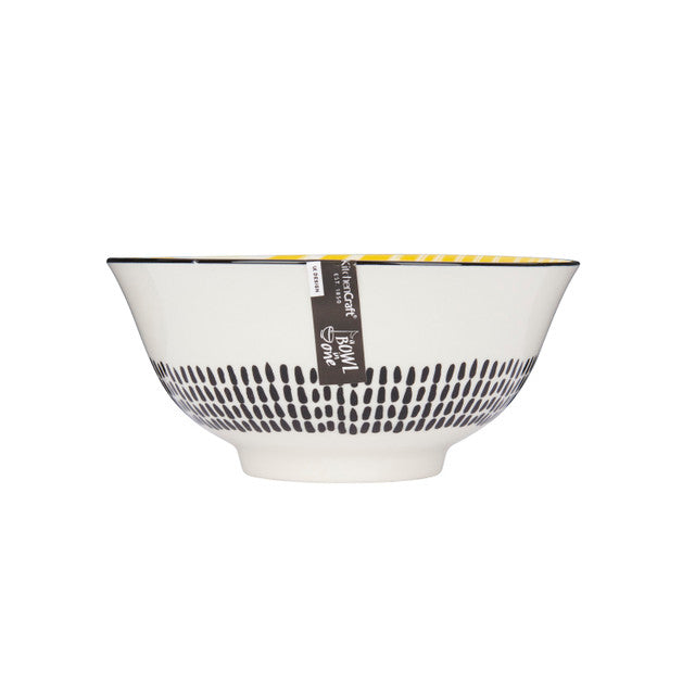 KitchenCraft Moroccan Style Yellow Stripe Ceramic Bowl