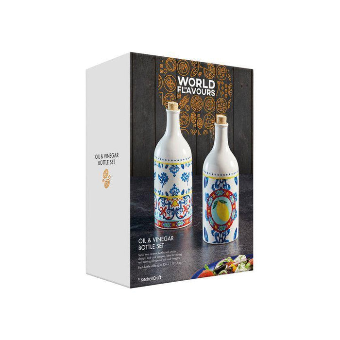 KitchenCraft World Of Flavours 500ml Ceramic Oil & Vinegar Set