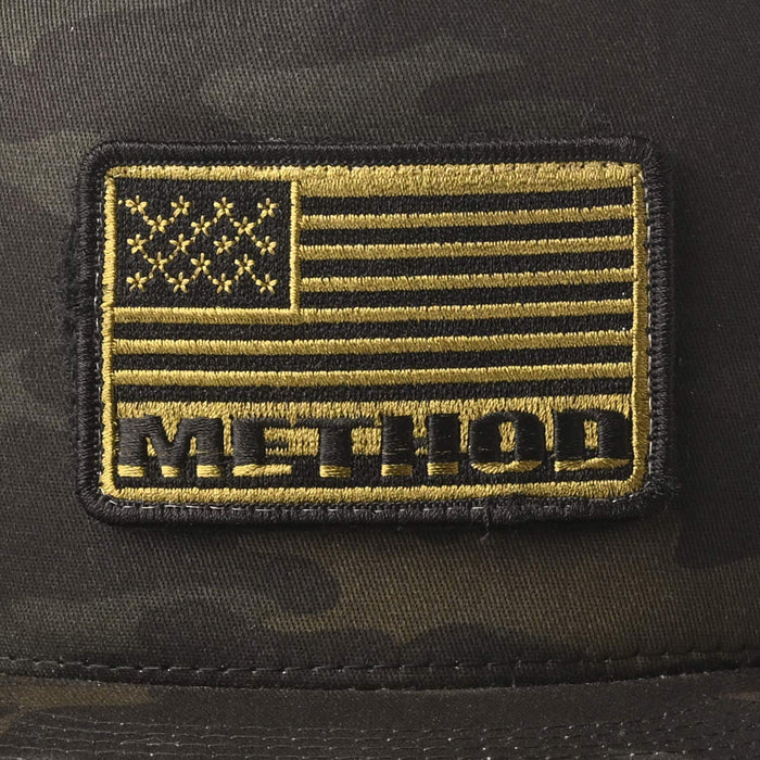 Method Flag Velcro Patch Flatbill Trucker | Snapback | Black Multicam