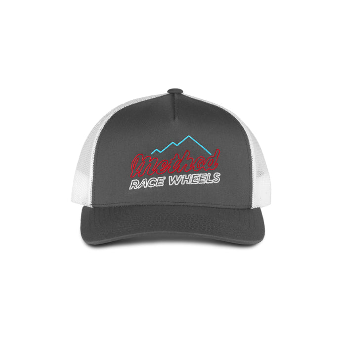 Method Neon Mountain Curvebill Trucker Hat - Markdown | Snapback | Charcoal/White