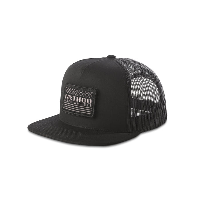 Method Stars & Stripes Velcro Patch Flatbill Trucker - Markdown | Snapback | Black