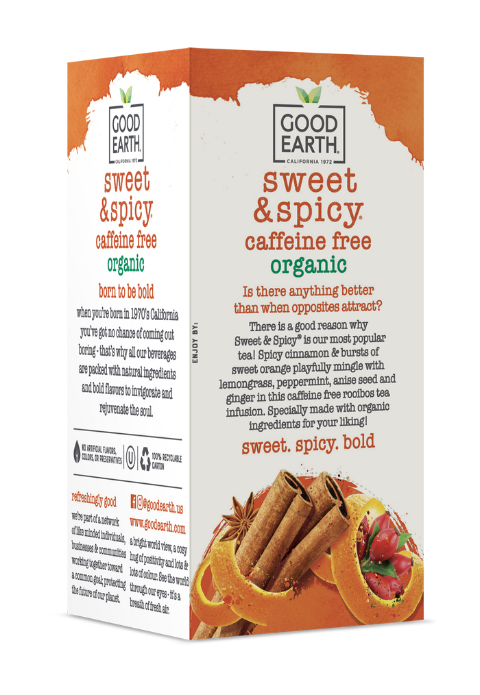 Organic Sweet and Spicy Original Caffeine Free back packaging