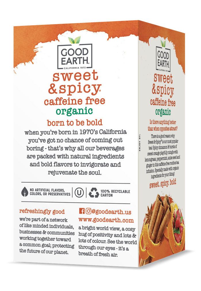 Organic Sweet and Spicy Original Caffeine Free back packaging