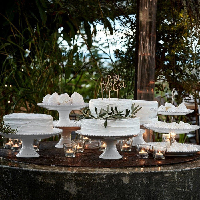 Pearl White Large Footed Cake Plate